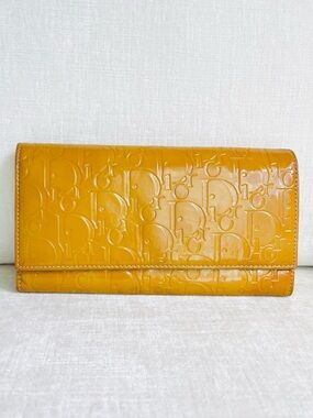 Dior Trotter Diorissimo Patent Leather Gold/Yellow Bifold Wallet